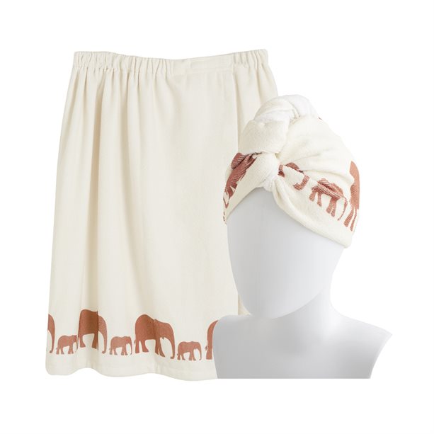 Avon Elephant Towel Wrap And Hair Towel Set + Free Bath Foot Massagers